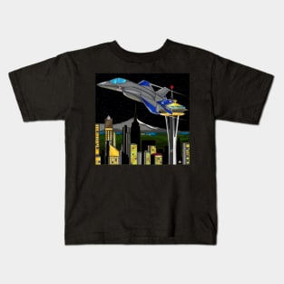 Space Needle Fly by Kids T-Shirt